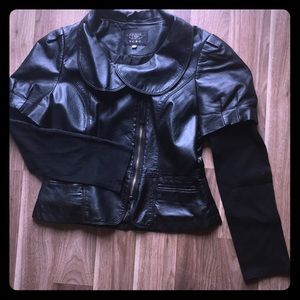 Detachable Gigot Sleeve Vegan Leather Fitted Coat